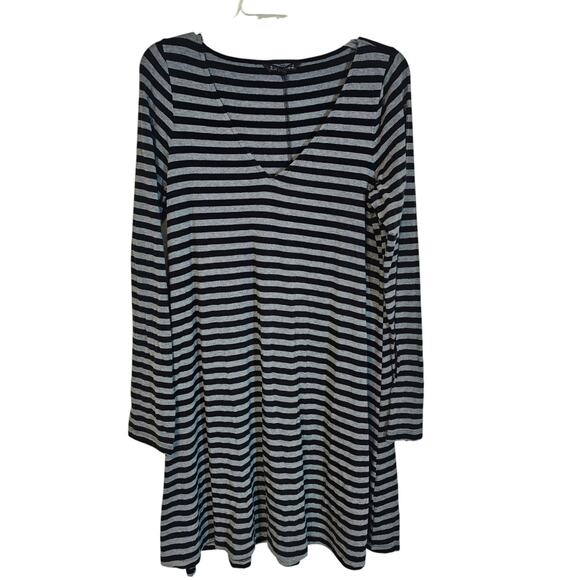 Vtg Express Womens Striped Shift Dress Size Lg lagenlook French Parisian - Picture 1 of 4